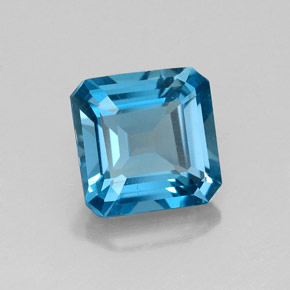Topázio azul natural 2,06ct, corte esmeralda, VVS