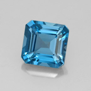 Topázio azul natural 2,06ct, corte esmeralda, VVS