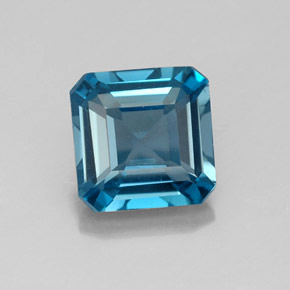 Topázio azul natural 2,00ct, corte esmeralda, VVS