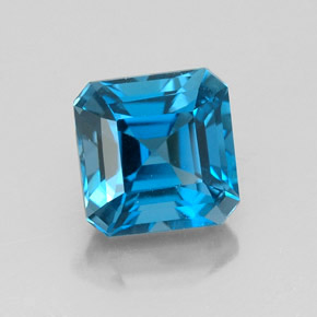 Topázio azul natural 2,47ct, corte esmeralda, VVS