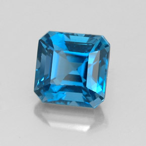 Topázio azul natural 2,47ct, corte esmeralda, VVS