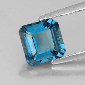 Topázio azul natural 2,06ct, corte esmeralda, VS