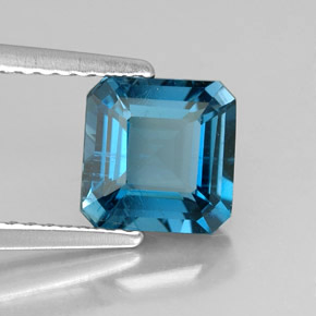 Topázio azul natural 2,06ct, corte esmeralda, VS
