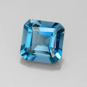 Topázio azul natural 1,96ct, corte esmeralda, VS