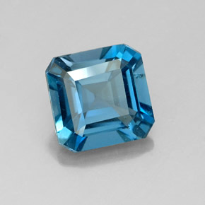 Topázio azul natural 1,96ct, corte esmeralda, VS