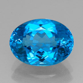 Topázio azul natural 12,83ct, corte oval, VVS