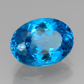 Topázio azul natural 12,83ct, corte oval, VVS