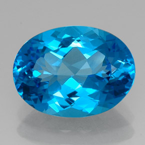 Topázio azul natural 15,00ct, corte oval, VVS-VS