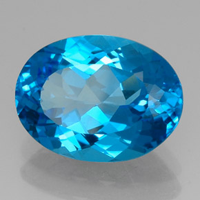 Topázio azul natural 15,00ct, corte oval, VVS-VS