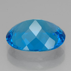 Topázio azul natural 15,00ct, corte oval, VVS-VS
