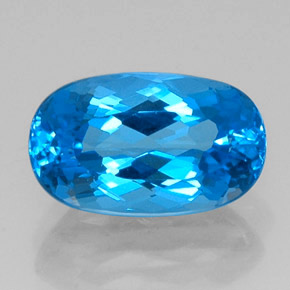Topázio azul natural 9,66ct, corte oval, IF