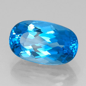 Topázio azul natural 9,66ct, corte oval, IF