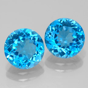 Pedras preciosas de topázio azul natural de  ct, corte redondo, VVS