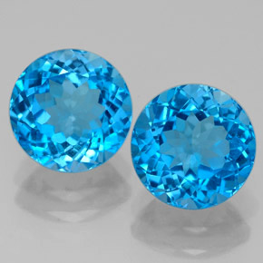 Pedras preciosas de topázio azul natural de  ct, corte redondo, VVS