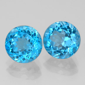 Pedras preciosas de topázio azul natural de  ct, corte redondo, VVS-VS