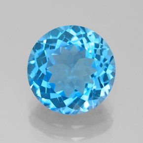 Topázio azul natural 3,28ct, corte redondo, VVS