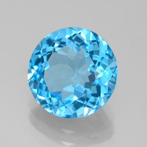 Topázio azul natural 3,28ct, corte redondo, VVS