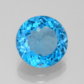Topázio azul natural 3,34ct, corte redondo, VS