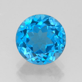 Topázio azul natural 3,23ct, corte redondo, VVS