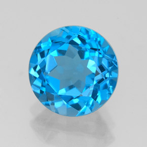 Topázio azul natural 3,23ct, corte redondo, VVS