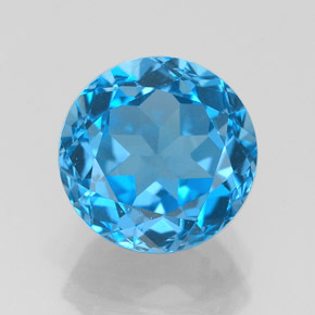 Topázio azul natural 3,75ct, corte redondo, VVS