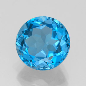Topázio azul natural 3,75ct, corte redondo, VVS