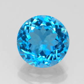 Topázio azul natural 3,31ct, corte redondo, VS-SI