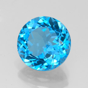 Topázio azul natural 3,31ct, corte redondo, VS-SI