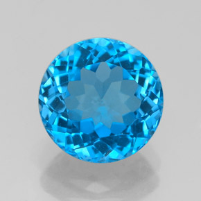 Topázio azul natural 3,57ct, corte redondo, VVS