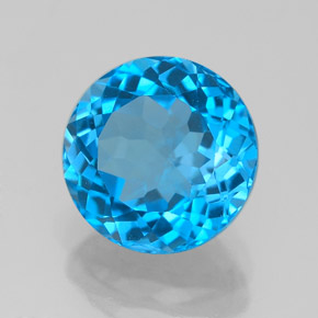 Topázio azul natural 3,57ct, corte redondo, VVS