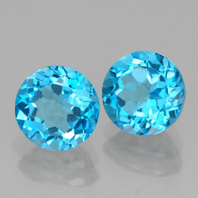 Pedras preciosas de topázio azul natural de  ct, corte redondo, VVS-VS