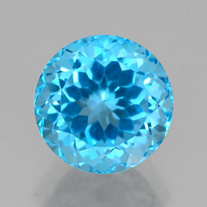 Topázio azul natural 2,94ct, corte redondo, VVS