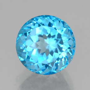 Topázio azul natural 2,94ct, corte redondo, VVS