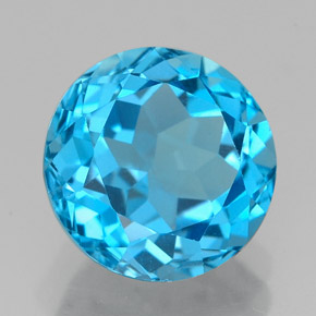 Topázio azul natural 3,55ct, corte redondo, VVS