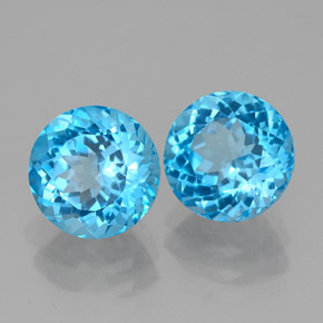 Pedras preciosas de topázio azul natural de  ct, corte redondo, VVS