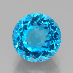 Topázio azul natural 2,91ct, corte redondo, VS