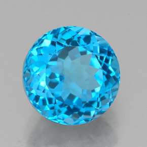 Topázio azul natural 2,91ct, corte redondo, VS