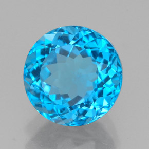 Topázio azul natural 2,65ct, corte redondo, VVS