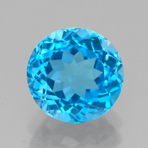 Topázio azul natural 2,44ct, corte redondo, VVS