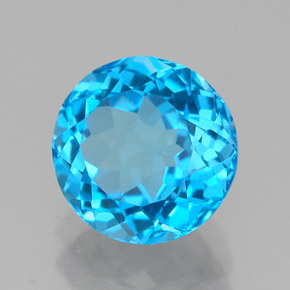 Topázio azul natural 2,44ct, corte redondo, VVS