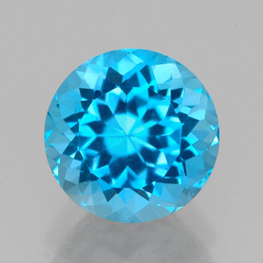 Topázio azul natural 2,66ct, corte redondo, VVS