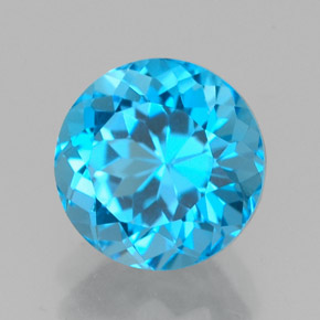 Topázio azul natural 2,66ct, corte redondo, VVS