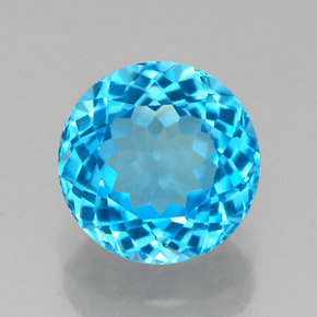 Topázio azul suíço natural 2,43ct, corte redondo, VVS