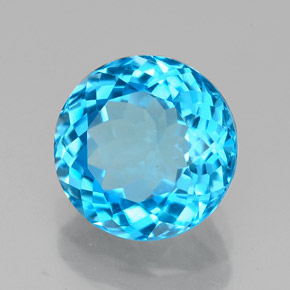 Topázio azul suíço natural 2,43ct, corte redondo, VVS