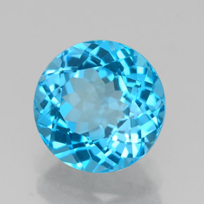 Topázio azul natural 2,34ct, corte redondo, VS