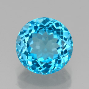 Topázio azul natural 2,48ct, corte redondo, VVS