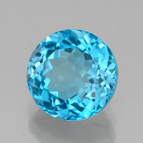 Topázio azul natural 2,48ct, corte redondo, VVS