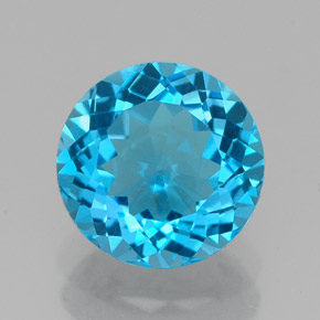 Topázio azul natural 2,39ct, corte redondo, VVS