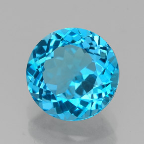 Topázio azul natural 2,39ct, corte redondo, VVS
