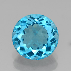 Topázio azul natural 2,32ct, corte redondo, VVS